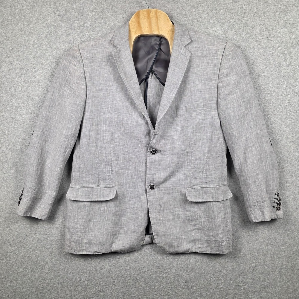 Do‎ Rego & Novoa Blazer Mens 58 Gray Linen Elbow Patch Sport Coat Jacket Casual
